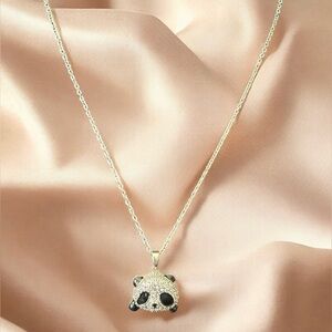 Rhinestone Panda Necklace 18k over copper great quality new